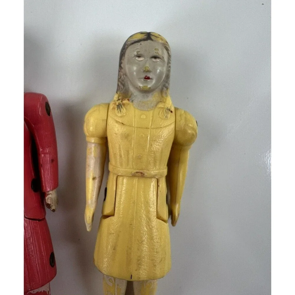 Vintage 1950's RENWAL Jointed Dollhouse MOTHER & DAUGHTER Plastic Toy Figures
